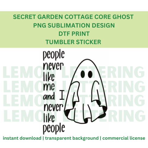 Digital Ghost Secret Garden inspired PNG Sublimation Design Download DTF Print Tumbler Sticker
