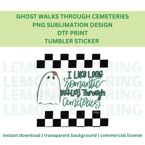 Digital Ghost Walks Through Cemeteries PNG Sublimation Design Download DTF Print Tumbler Sticker